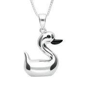 Sterling Silver Whitby Jet Luckiest Duck Small Necklace, P3053C.