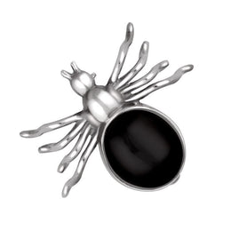 Sterling Silver Whitby Jet Medium Spider Brooch. m253.