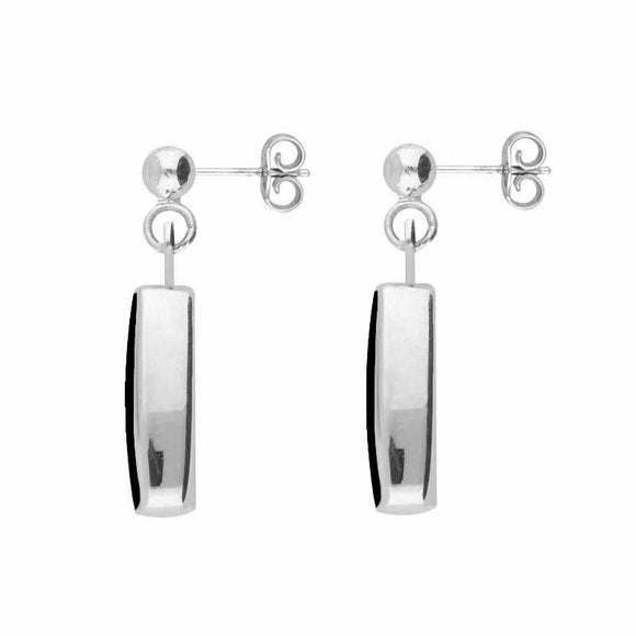 Sterling Silver Whitby Jet Oblong Drop Earrings E226