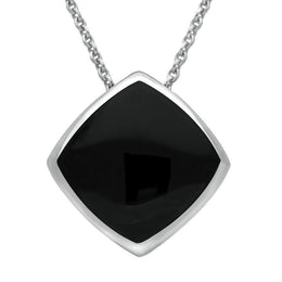 Sterling Silver Whitby Jet Cushion Necklace. P1474.
