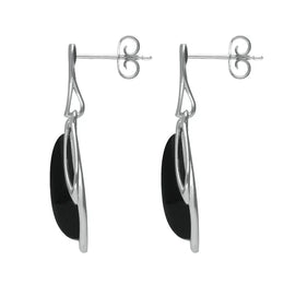 Sterling Silver Whitby Jet Open Marquise Drop Earrings E2437