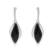 Sterling Silver Whitby Jet Open Marquise Two Piece Set S231