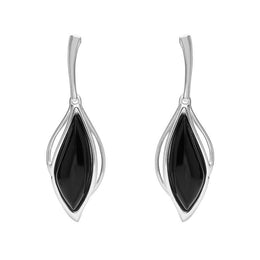 Sterling Silver Whitby Jet Open Marquise Two Piece Set S231