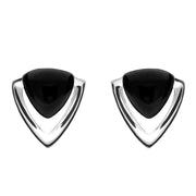 Sterling Silver Whitby Jet Triangle Open Stud Earrings E2324