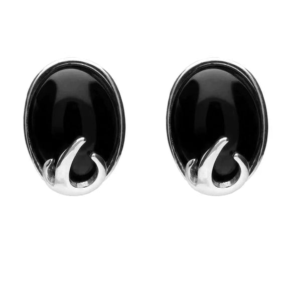 Sterling Silver Whitby Jet Oval Claw Two Piece Set. S034