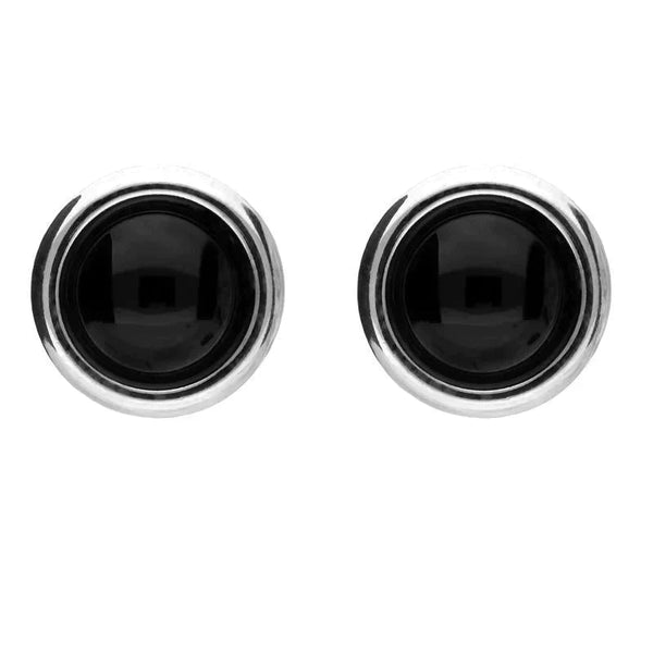 Sterling Silver Whitby Jet Round Stud Earrings E2126