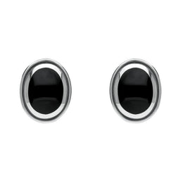 Sterling Silver Whitby Jet Ribbed Oval Four Piece Set. S014 