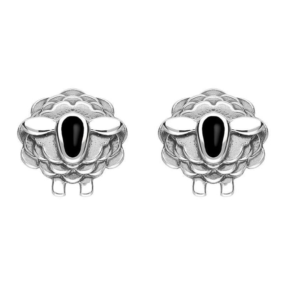 Sterling Silver Whitby Jet Sheep Stud Earrings E2530