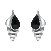 Sterling Silver Whitby Jet Shell Stud Earrings E2333