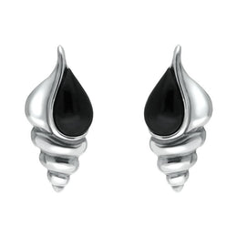 Sterling Silver Whitby Jet Shell Stud Earrings E2333