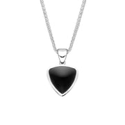 Sterling Silver Whitby Jet Small Curved Triangle Necklace. P323.