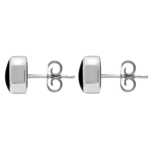 Sterling Silver Whitby Jet Dinky Cushion Stud Earrings E335