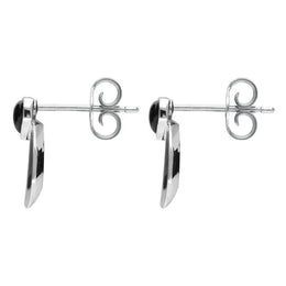 Sterling Silver Whitby Jet Small Heart Circle Stud Earrings E2321