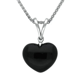 Sterling Silver Whitby Jet Small Heart Split Bale Necklace. SMLHRTPND