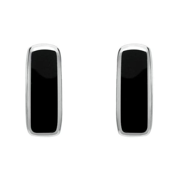 Sterling Silver Whitby Jet Small Oblong Stud Earrings