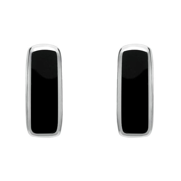 Sterling Silver Whitby Jet Small Oblong Stud Earrings