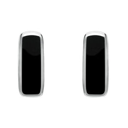Sterling Silver Whitby Jet Small Oblong Stud Earrings