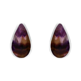 Sterling Silver Whitby Jet Small Teardrop Stud Earrings. e225