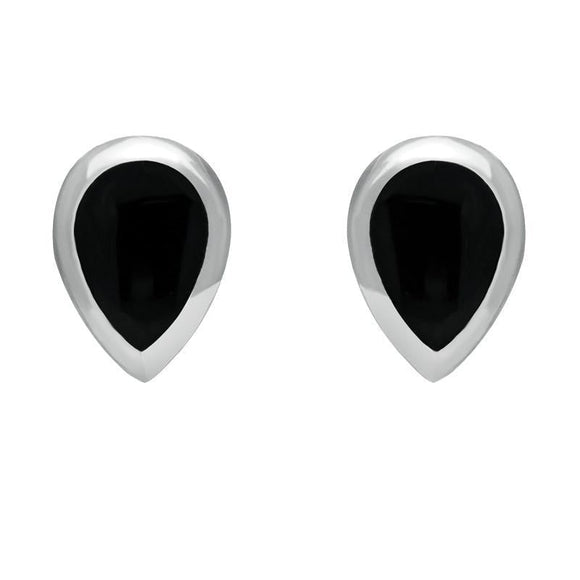 Sterling Silver Whitby Jet Small Teardrop Stud Earrings E768