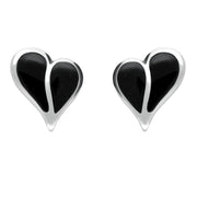 Sterling Silver Whitby Jet Split Heart Four Piece Set. S006 