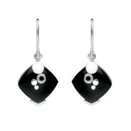 Sterling Silver Whitby Jet Square Bubble Detail Earrings E1253