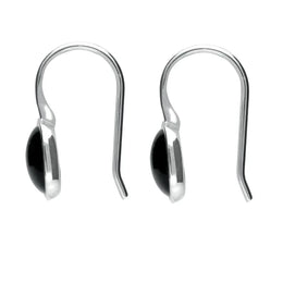 Sterling Silver Whitby Jet Stone Cushion Drop Earrings E1917