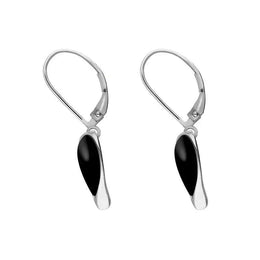 Sterling Silver Whitby Jet Swirl Heart Drop Earrings E1872