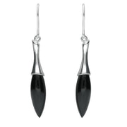 Sterling Silver Whitby Jet Tapered Drop Earrings. E1546