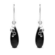 Sterling Silver Whitby Jet Teardrop Bubble Detail Earrings, E1258.