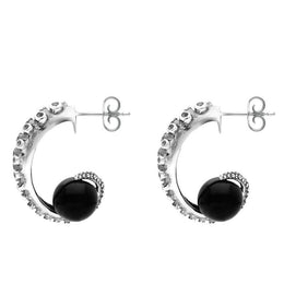Sterling Silver Whitby Jet Tentacle Hoop Earrings E2462