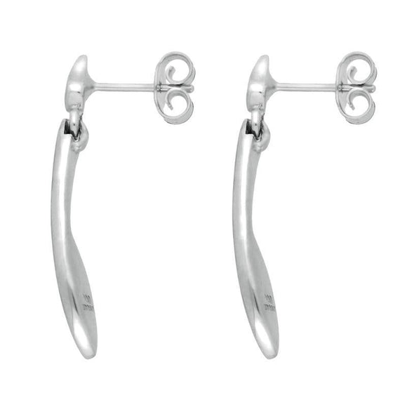 Sterling Silver Whitby Jet Toscana Long Marquise Drop Earrings. E1187.