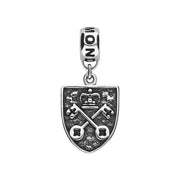 Sterling Silver Whitby Jet York Minster Cross Key Shield Loop Charm. G823.