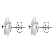 Sterling Silver White Agate Clover Tuberose Stud Earrings, E2159