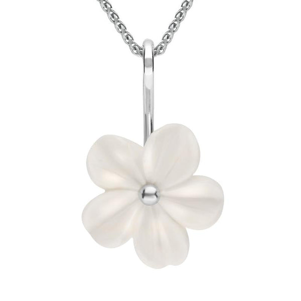 Sterling Silver White Agate Tuberose Desert Rose Necklace P2858