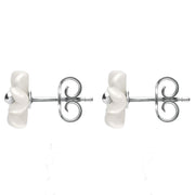 Sterling Silver White Agate Desert Rose Tuberose Stud Earrings, E2154