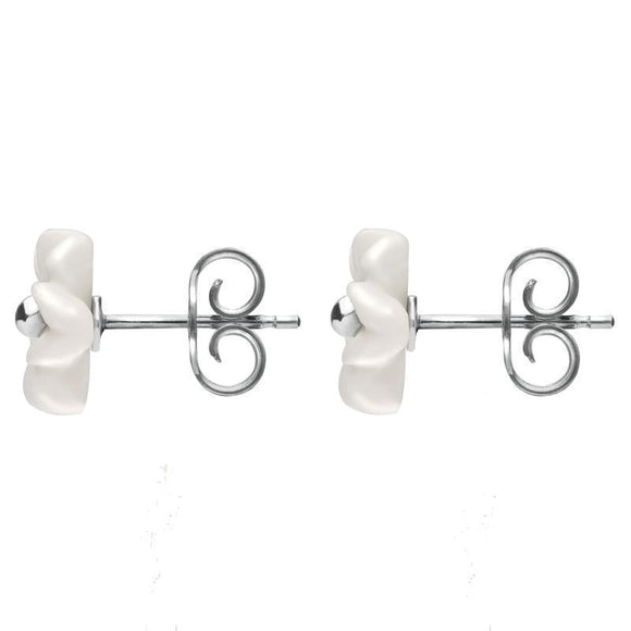 Sterling Silver White Agate Desert Rose Tuberose Stud Earrings, E2154