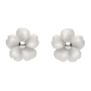 Sterling Silver White Agate Gypsophila Tuberose Stud Earrings, E2156