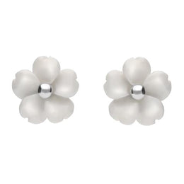 Sterling Silver White Agate Gypsophila Tuberose Stud Earrings, E2156