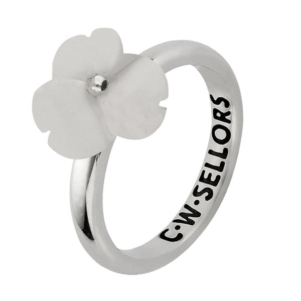 Sterling Silver White Agate Tuberose Clover Ring, R999.