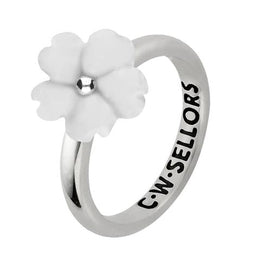 Sterling Silver White Agate Tuberose Gypsophila Ring, R998.