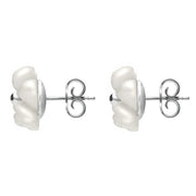 Sterling Silver White Agate Dahlia Tuberose Stud Earrings, E2155