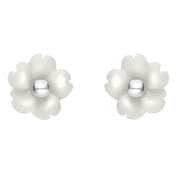 Sterling Silver White Agate Small Gypsophila Tuberose Stud Earrings, E2157