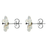 Sterling Silver White Mother of Pearl Tuberose Dahlia Stud Earrings, E2155.
