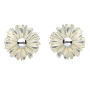 Sterling Silver White Mother of Pearl Tuberose Daisy Stud Earrings, E2160.
