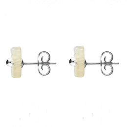 Sterling Silver White Mother of Pearl Tuberose Daisy Stud Earrings, E2160.