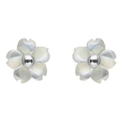 Sterling Silver White Mother of Pearl Tuberose Gypsophila Stud Earrings, E2157.
