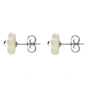 Sterling Silver White Mother of Pearl Tuberose Gypsophila Stud Earrings, E2157.