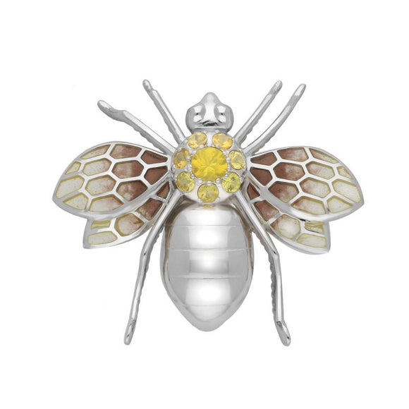 Sterling Silver Yellow Sapphire Enamel House Style Wasp Brooch M320