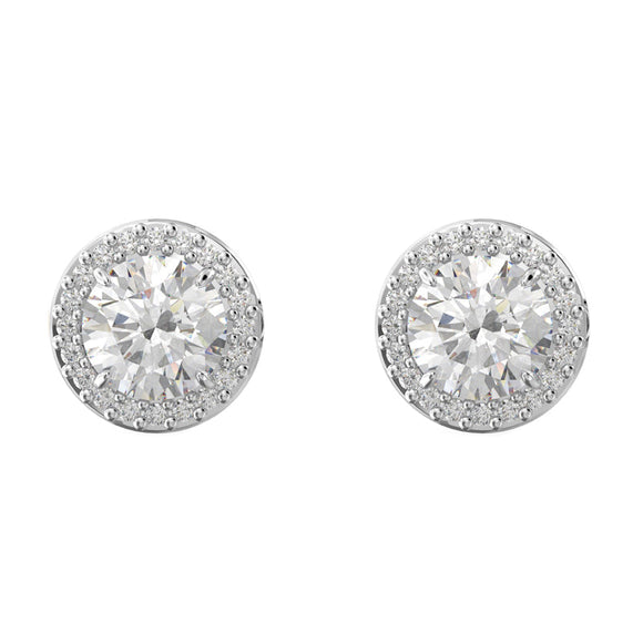 Swarovski Constella Rhodium Plated White Crystal Pave Stud Earrings, 5636269
