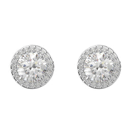 Swarovski Constella Rhodium Plated White Crystal Pave Stud Earrings, 5636269